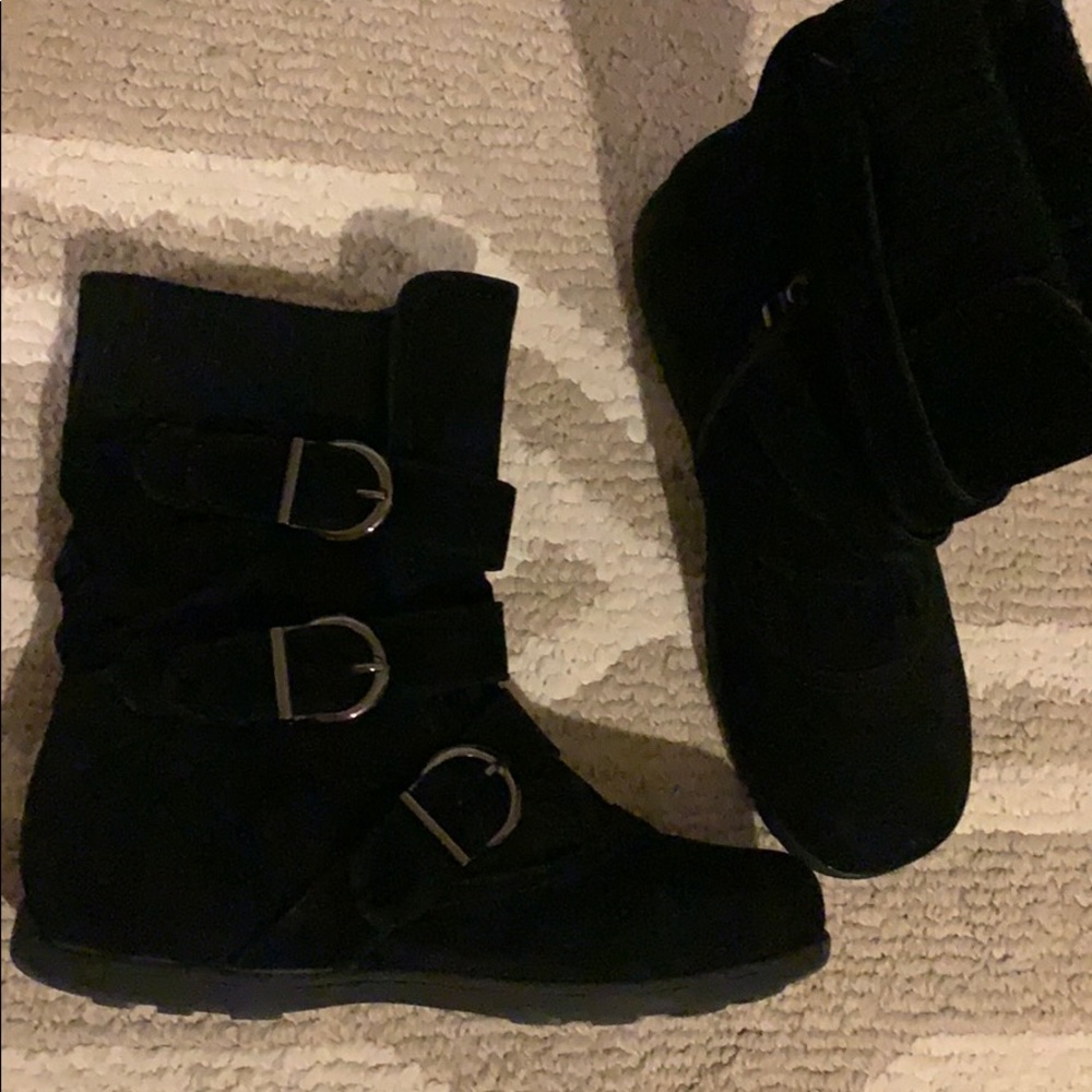 Black Suede buckle boots